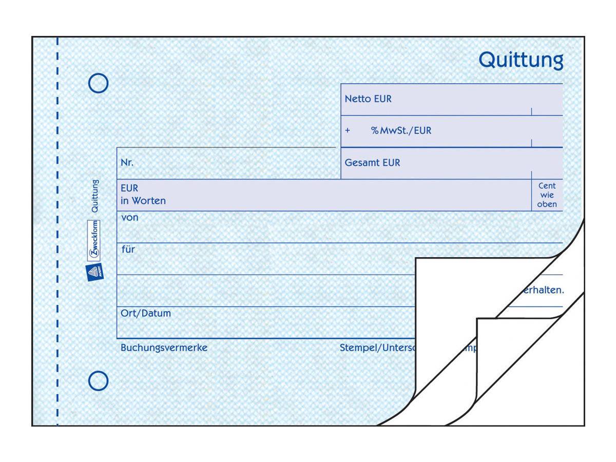 AVERY Zweckform Quittung, MwSt. separat ausgewiesen Formularbuch 333