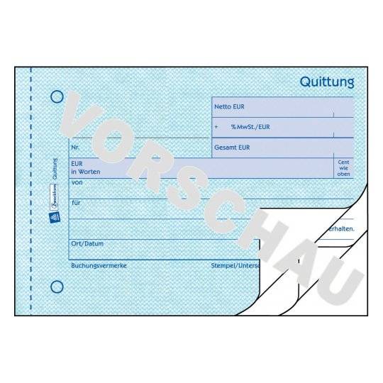 AVERY Zweckform Quittung, MwSt. separat ausgewiesen Formularbuch 333