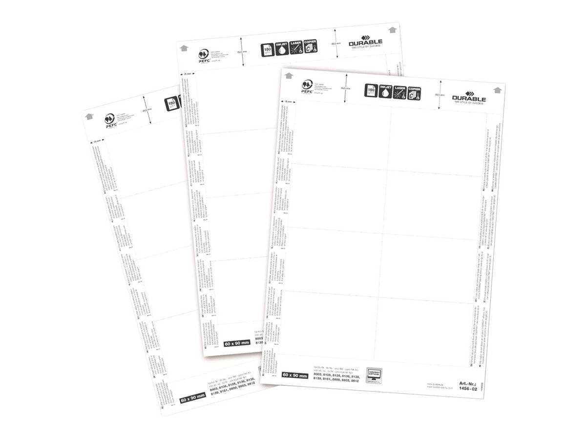 DURABLE - Weiß - 60 x 90 mm - 150 g/m² - 160 Karte(n) (20 Bogen x 8)