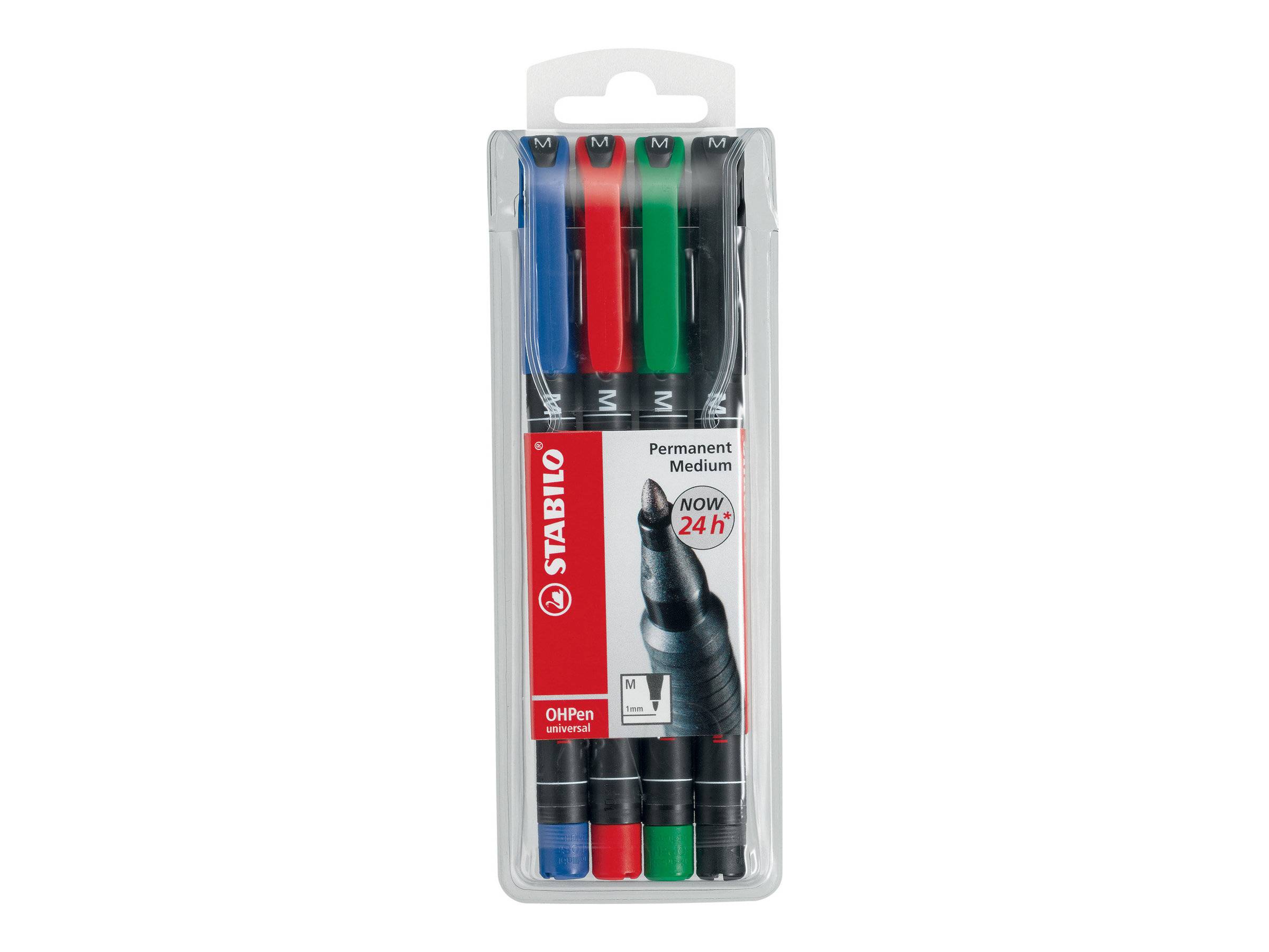 STABILO OHPen universal - Fineliner - permanent - für Overhead-Projektor-Folien - Schwarz, Rot, Blau, Grün - 1 mm - Mitt