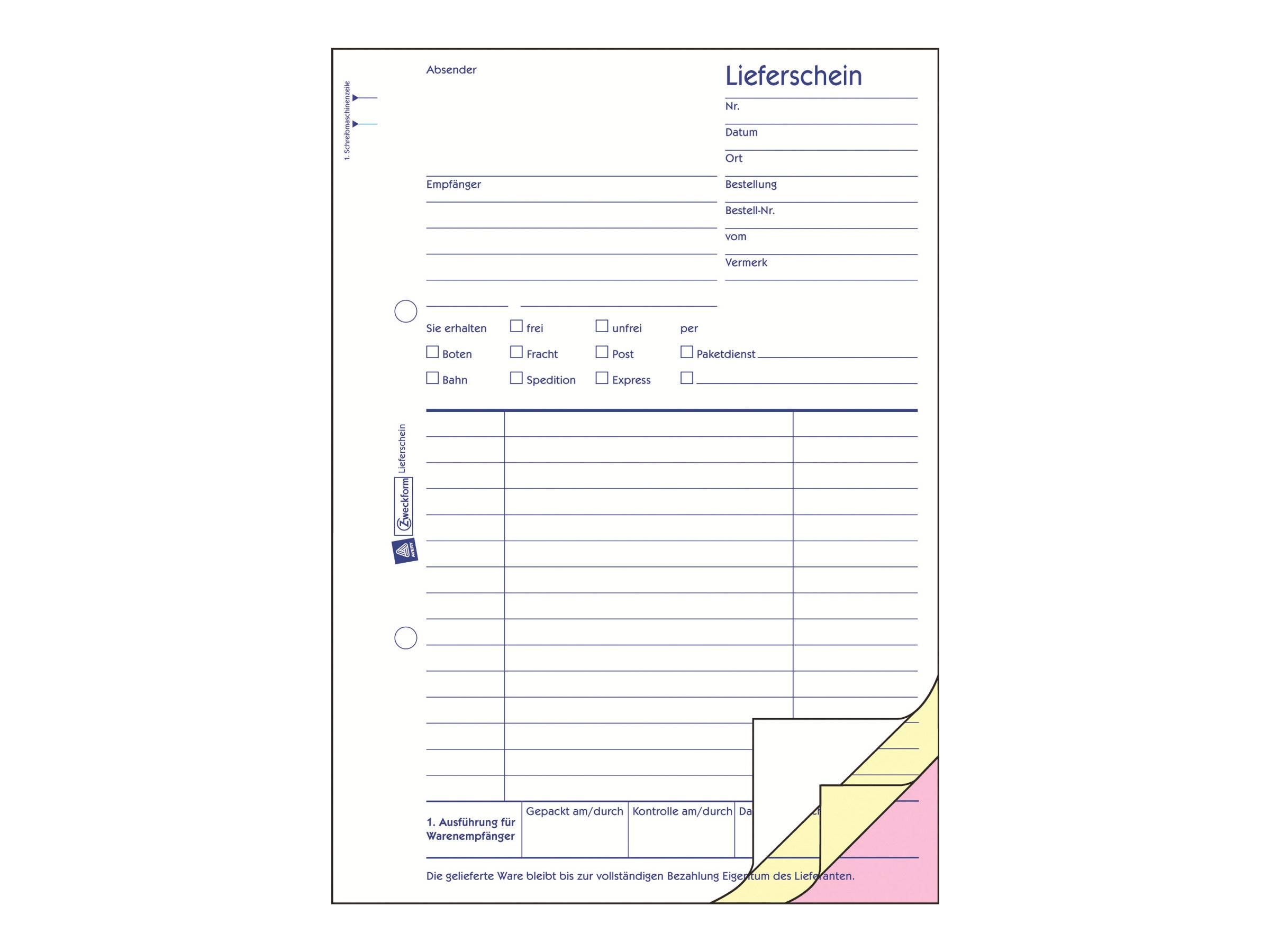 Avery Zweckform - Lieferschein - 40 Blatt - A5