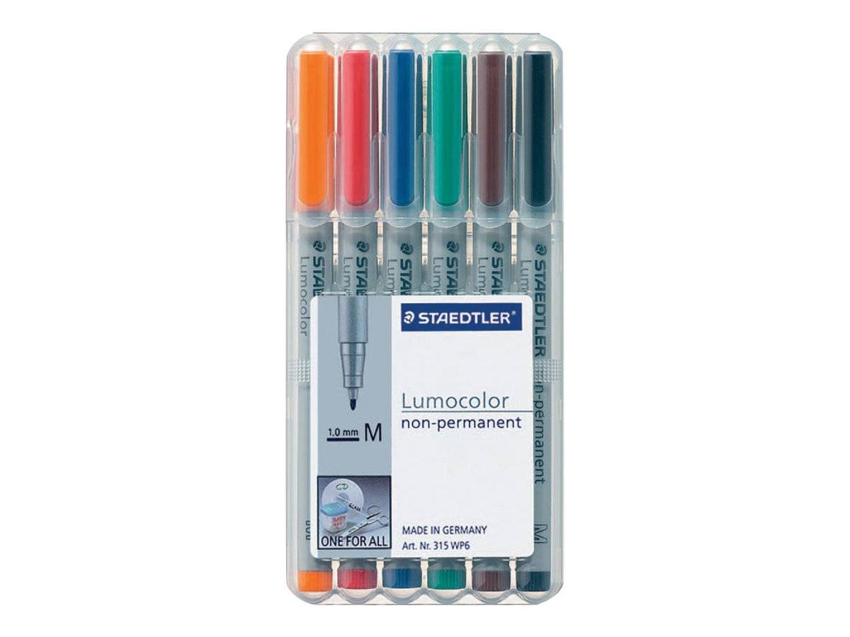 STAEDTLER Lumocolor 315 - Filzstift - nicht dauerhaft - verschiedene Farben - 1 mm - Mittel (Packung mit 6)