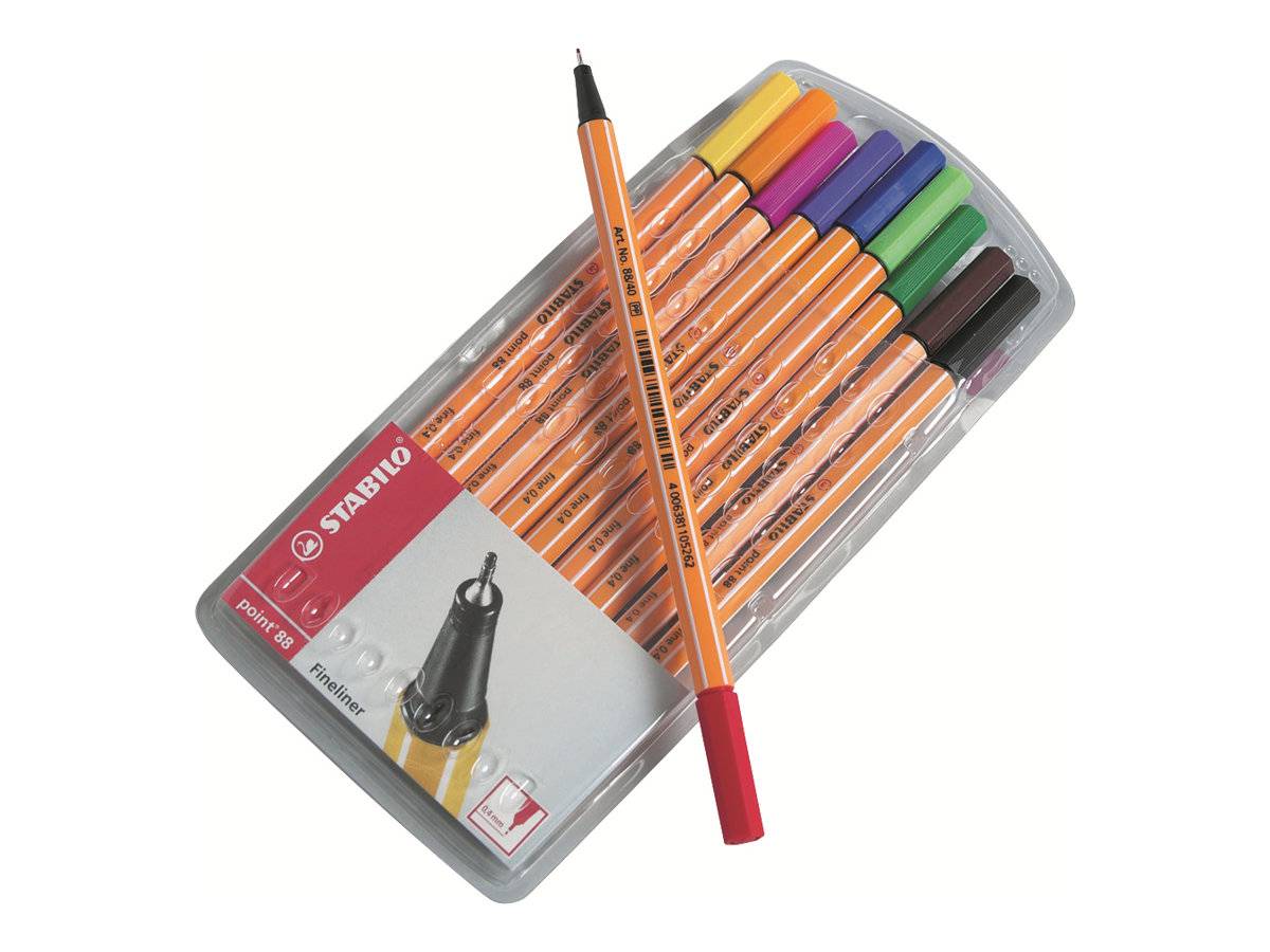 STABILO point 88 - Fineliner - gemischte Farben - 0.4 mm - fein (Packung mit 10)