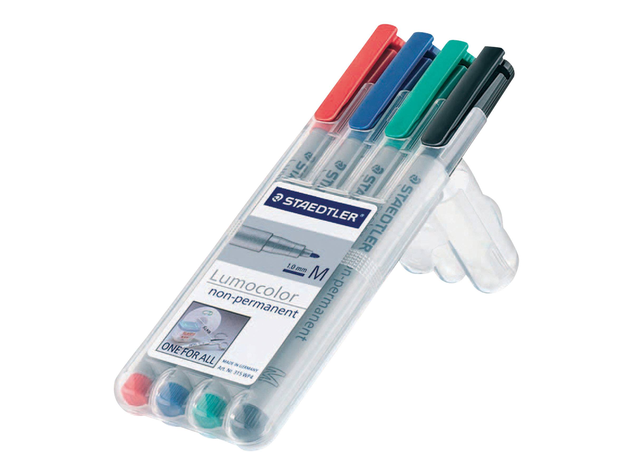 STAEDTLER Lumocolor 311 - Marker - nicht dauerhaft - Schwarz, Rot, Blau, Grün - 0.4 mm - extrafein (Packung mit 4)