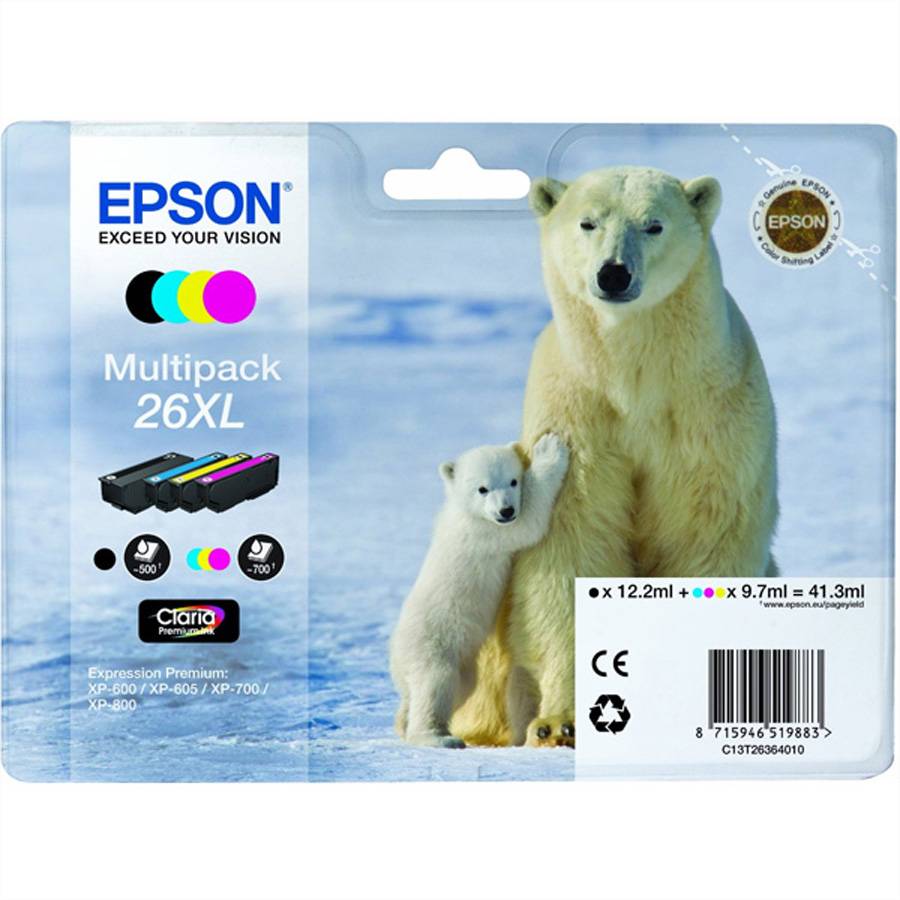 Epson 26XL Multipack - 4er-Pack - XL - Schwarz, Gelb, Cyan, Magenta