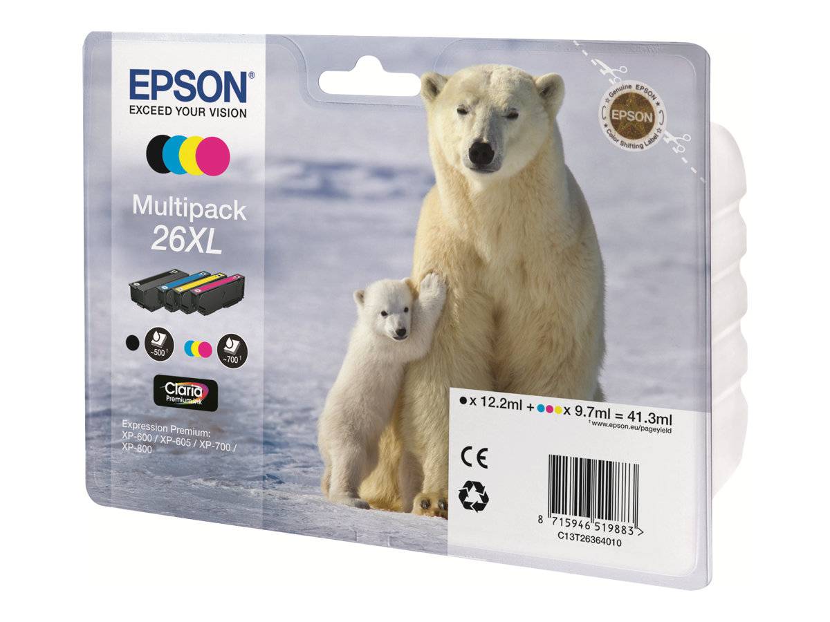 Epson 26XL Multipack - 4er-Pack - XL - Schwarz, Gelb, Cyan, Magenta