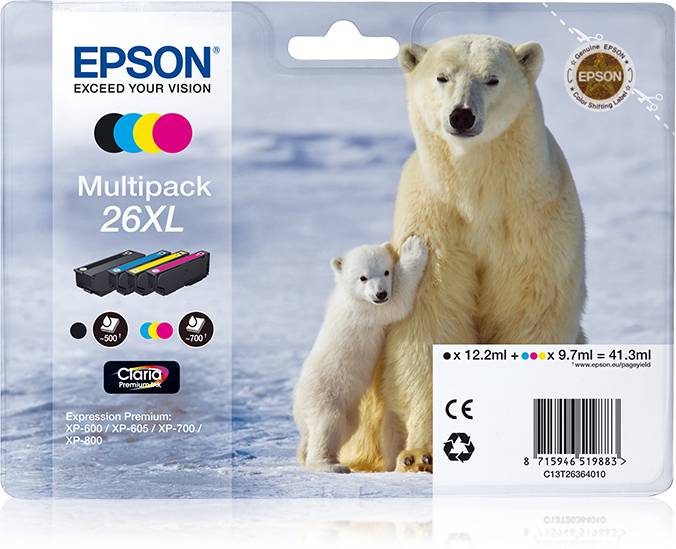 Epson 26XL Multipack - 4er-Pack - XL - Schwarz, Gelb, Cyan, Magenta