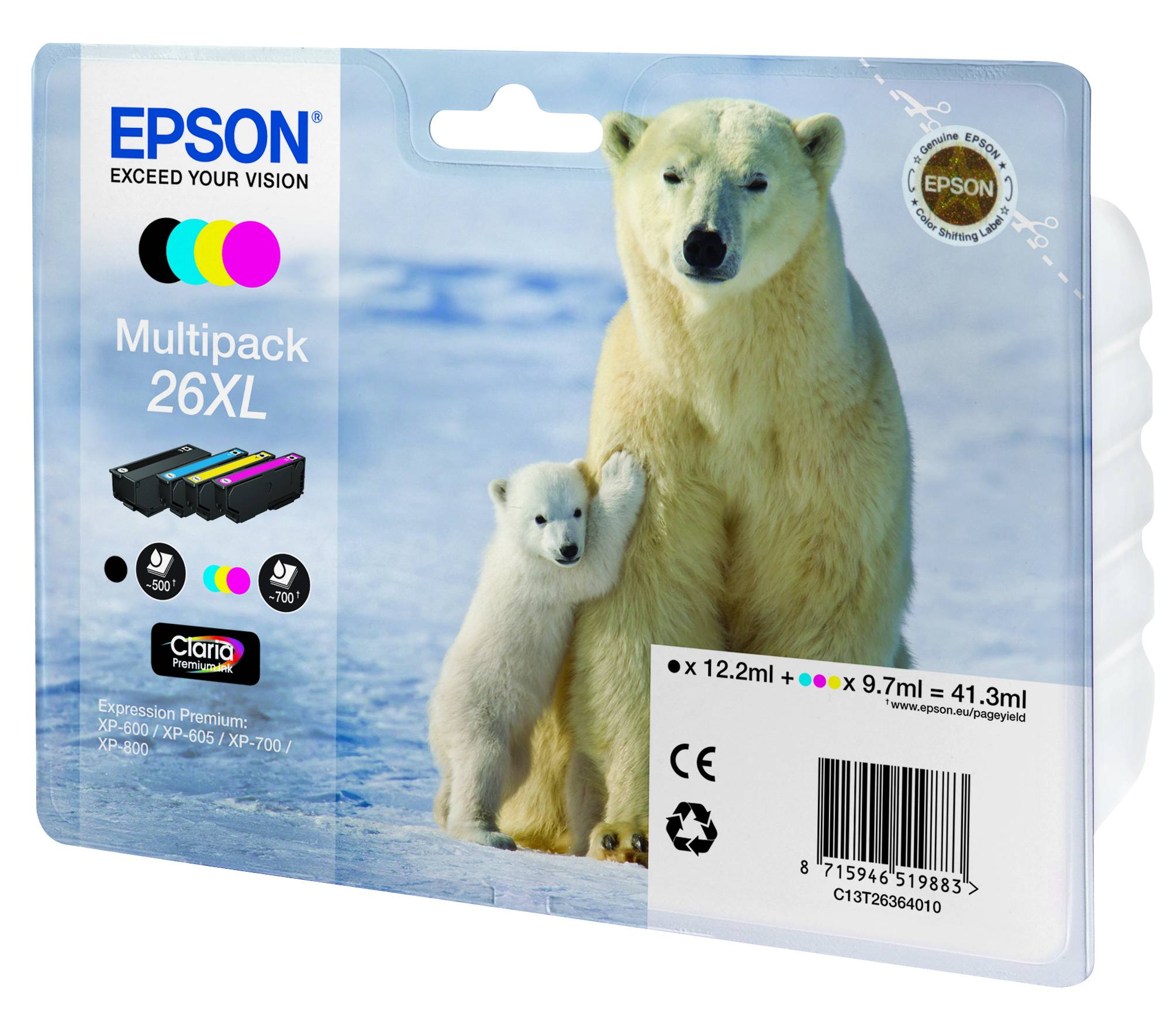 Epson 26XL Multipack - 4er-Pack - XL - Schwarz, Gelb, Cyan, Magenta