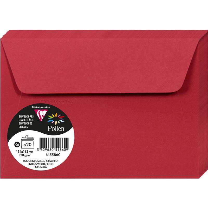 Pollen by Clairefontaine Briefumschlag C6, kirschrot