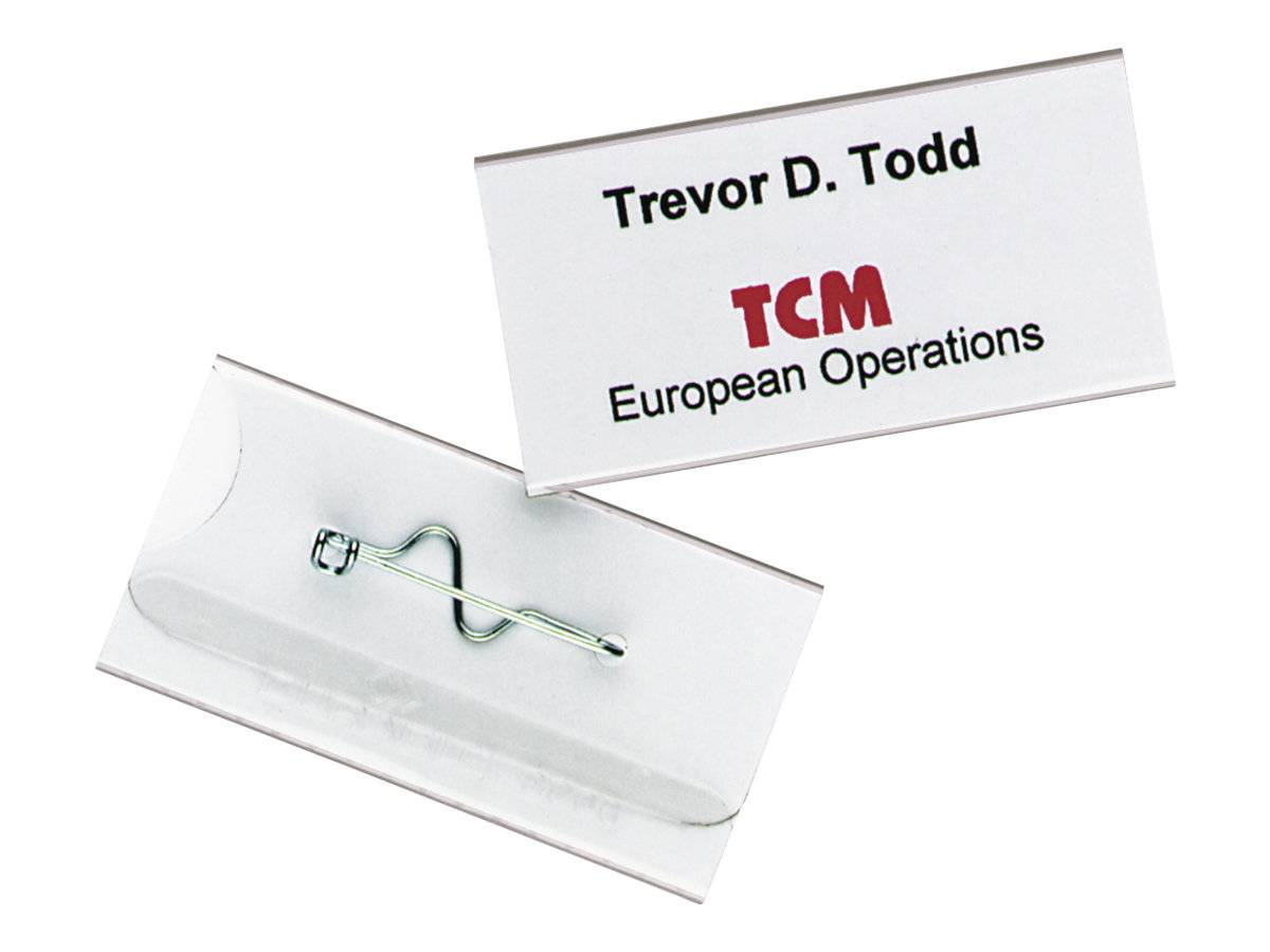 DURABLE - Namensschild - für 30 x 60 mm - Nadel - durchsichtig (Packung mit 100)