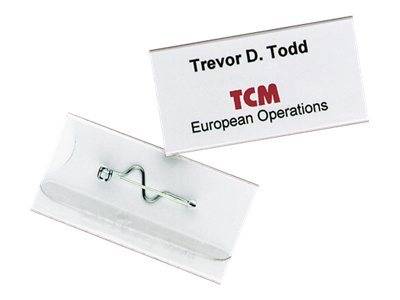 DURABLE - Namensschild - für 30 x 60 mm - Nadel - durchsichtig (Packung mit 100)