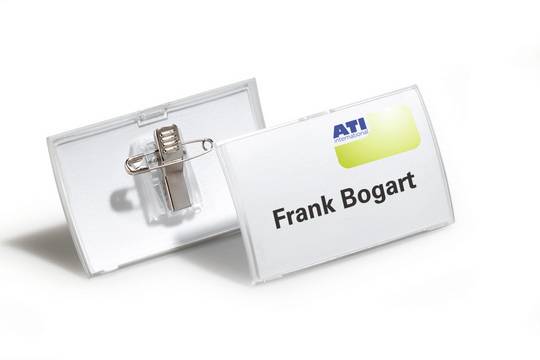 DURABLE - Namensschild - für 40 x 75 mm - Clip, Nadel - durchsichtig (Packung mit 25)