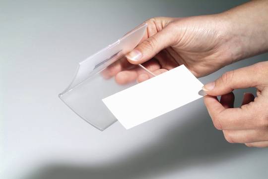 DURABLE - Namensschild - für 40 x 75 mm - Clip, Nadel - durchsichtig (Packung mit 25)