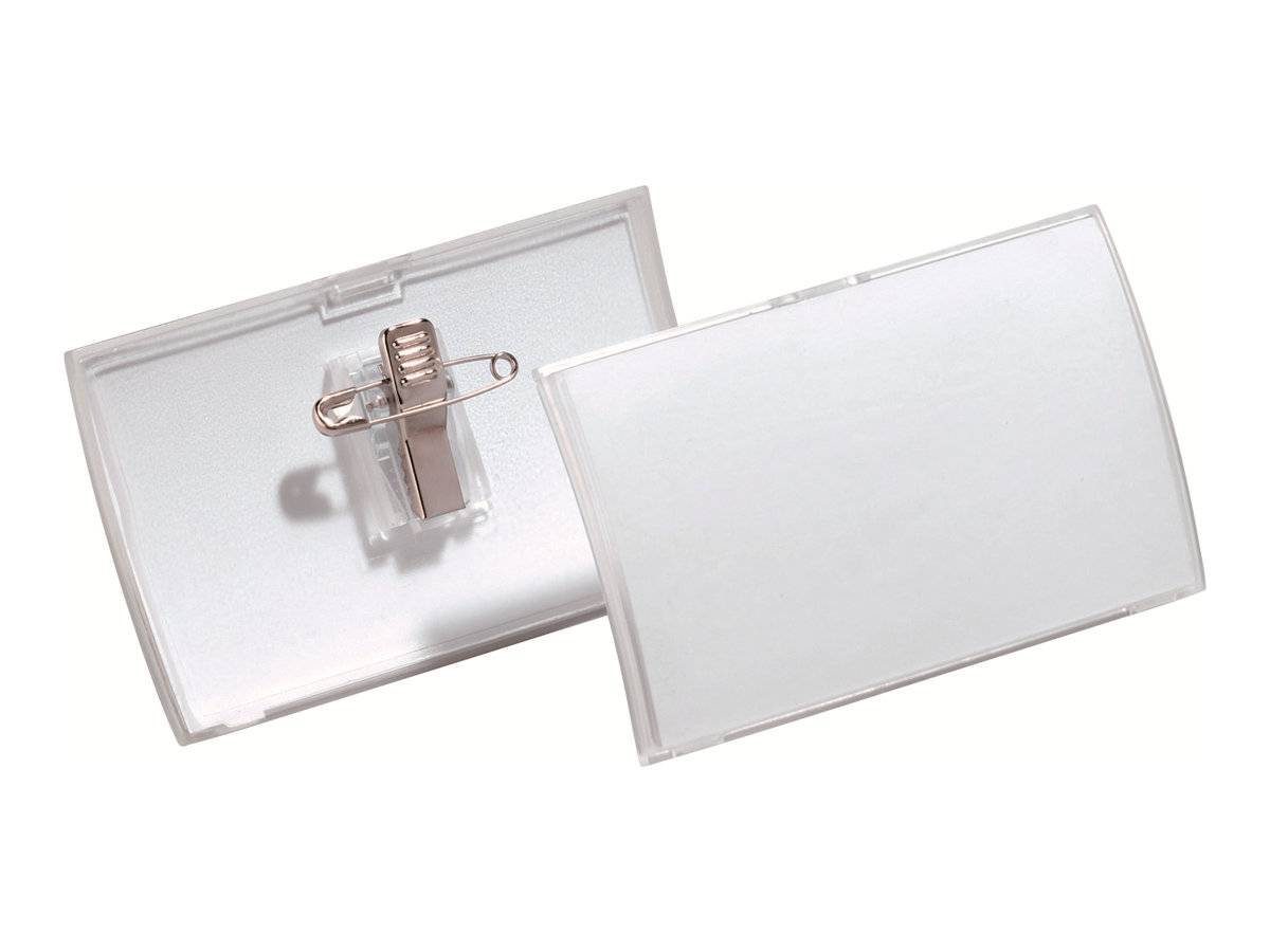 DURABLE - Namensschild - für 40 x 75 mm - Clip, Nadel - durchsichtig (Packung mit 25)