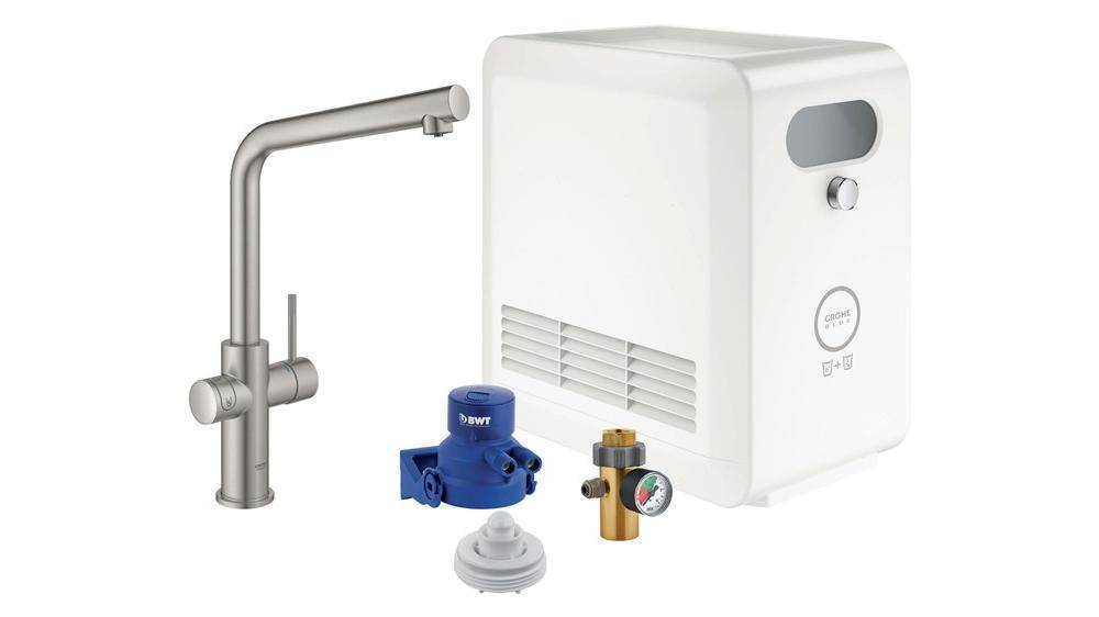 GROHE StarterKit Blue Professional L-Auslauf su-st supersteel