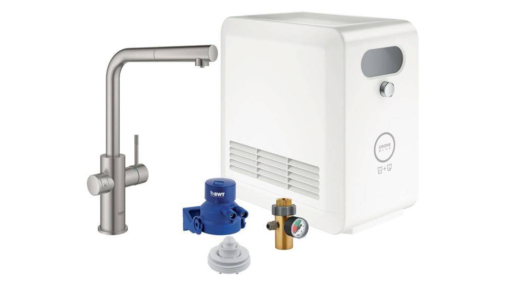 GROHE StarterKit Blue Professional L-Auslauf su-st supersteel