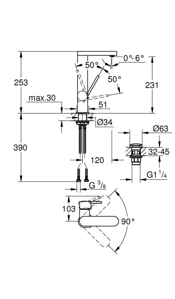 GROHE EH-Waschtischbatterie Plus 1/2Zoll L-Size chr chrom L-Size
