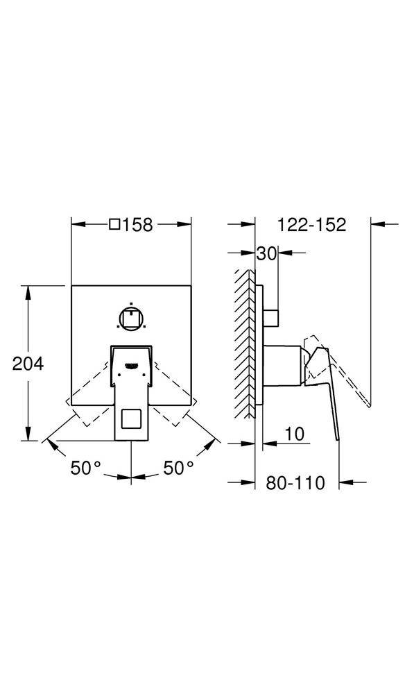 GROHE Einhandbatterie Eurocube m 3-Wege-Umstellung chr chrom
