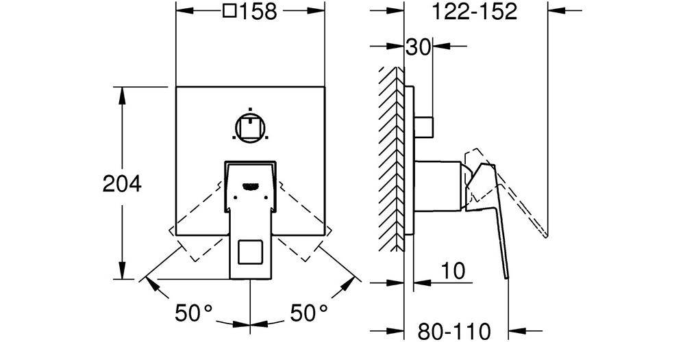 GROHE Einhandbatterie Eurocube m 3-Wege-Umstellung chr chrom