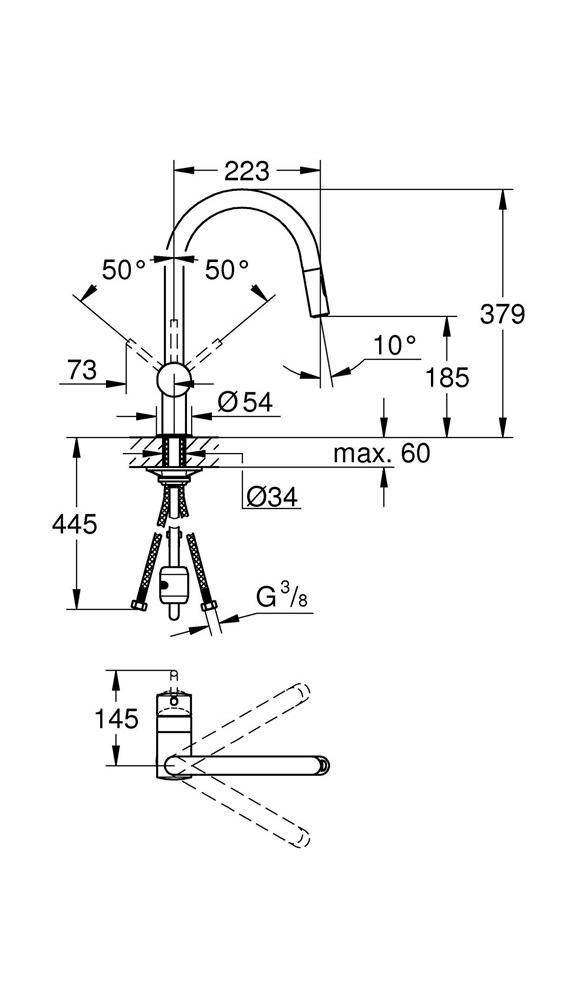 GROHE EH-Spültischbatterie Minta 1/2Zoll C-Auslauf ha graph gebü hard