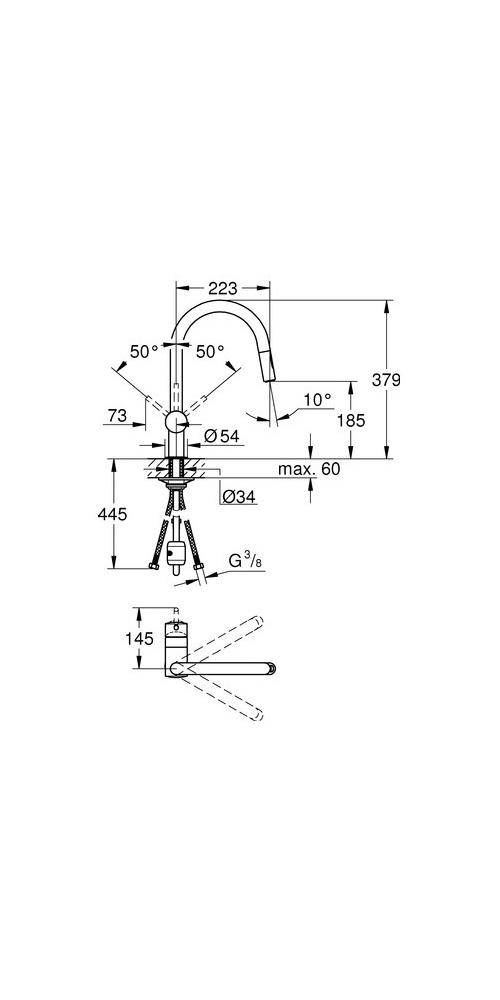 GROHE EH-Spültischbatterie Minta 1/2Zoll C-Auslauf ha graph gebü hard