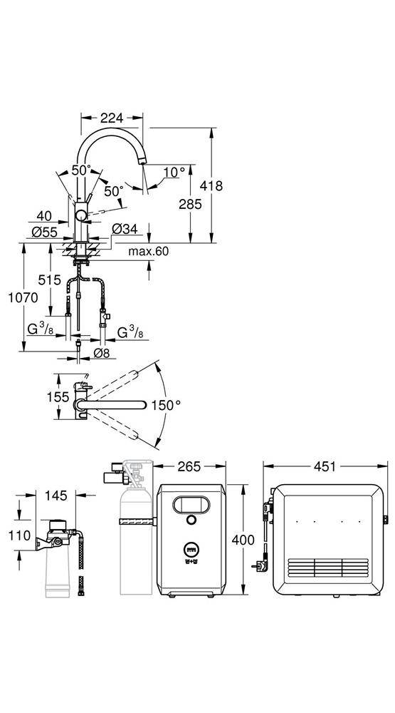 GROHE StarterKit Blue Professional C-Auslauf chr chrom