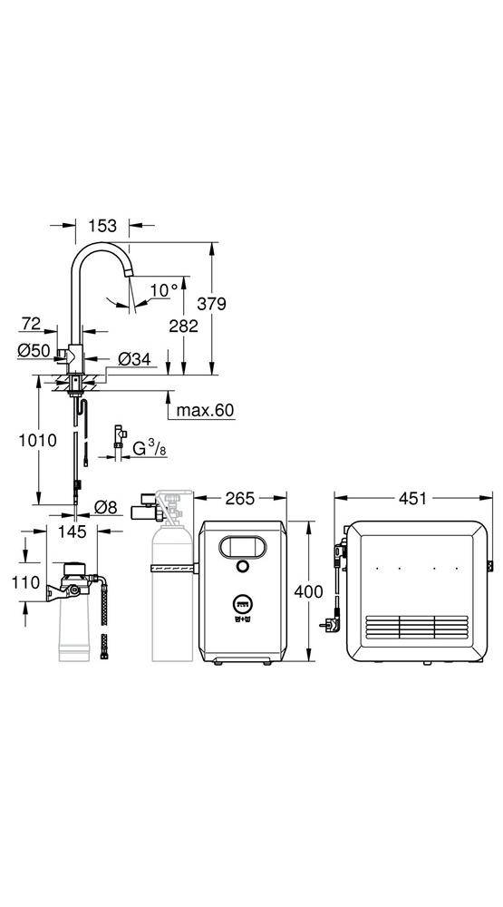 GROHE Mono StarterKit Blue Professional C-Auslauf chr chrom