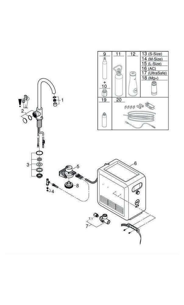 GROHE Mono StarterKit Blue Professional C-Auslauf chr chrom