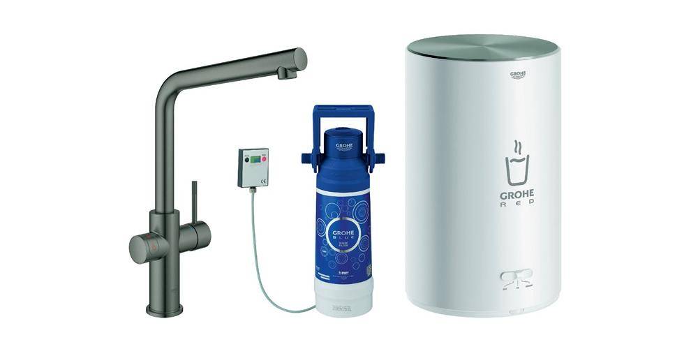 GROHE Armatur und Boiler Red Duo MSize L-Auslauf m Boil. ha grap geb
