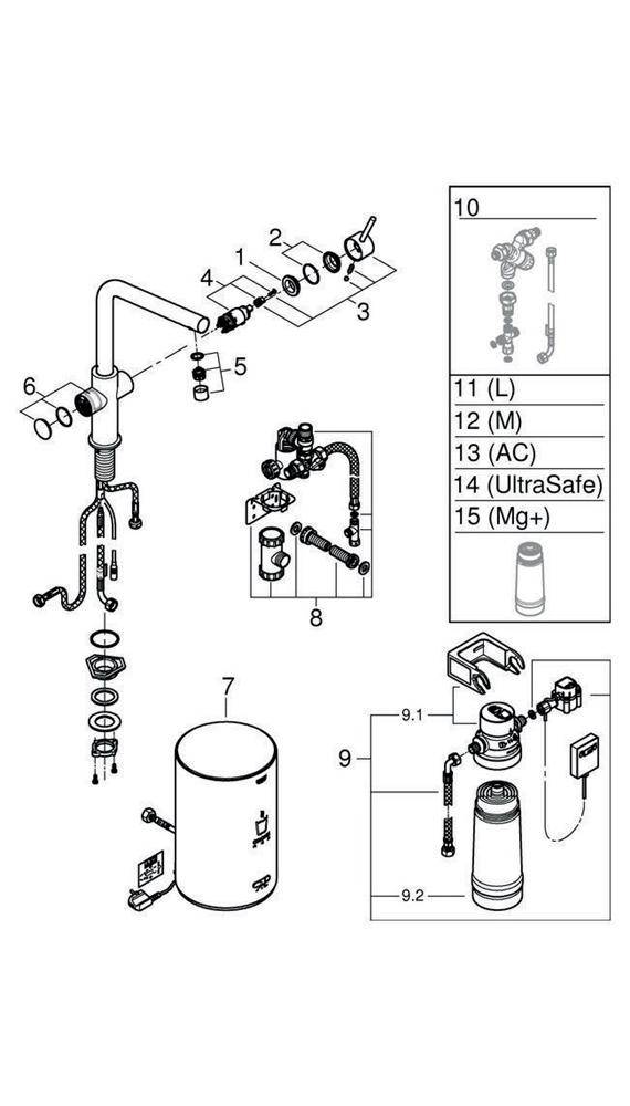 GROHE Armatur und Boiler Red Duo MSize L-Auslauf m Boil. ha grap geb