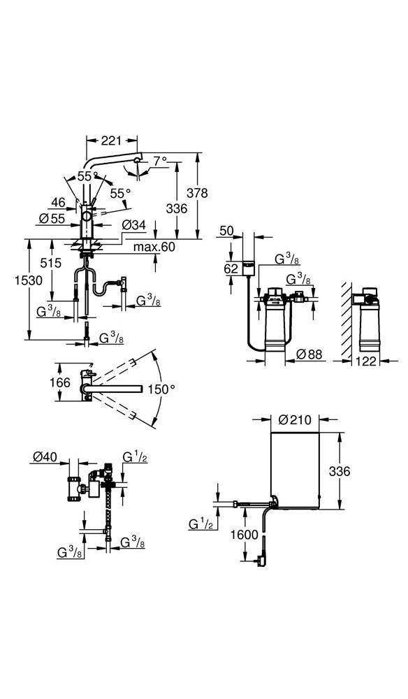 GROHE Armatur und Boiler Red Duo MSize L-Auslauf m Boil. ha grap geb