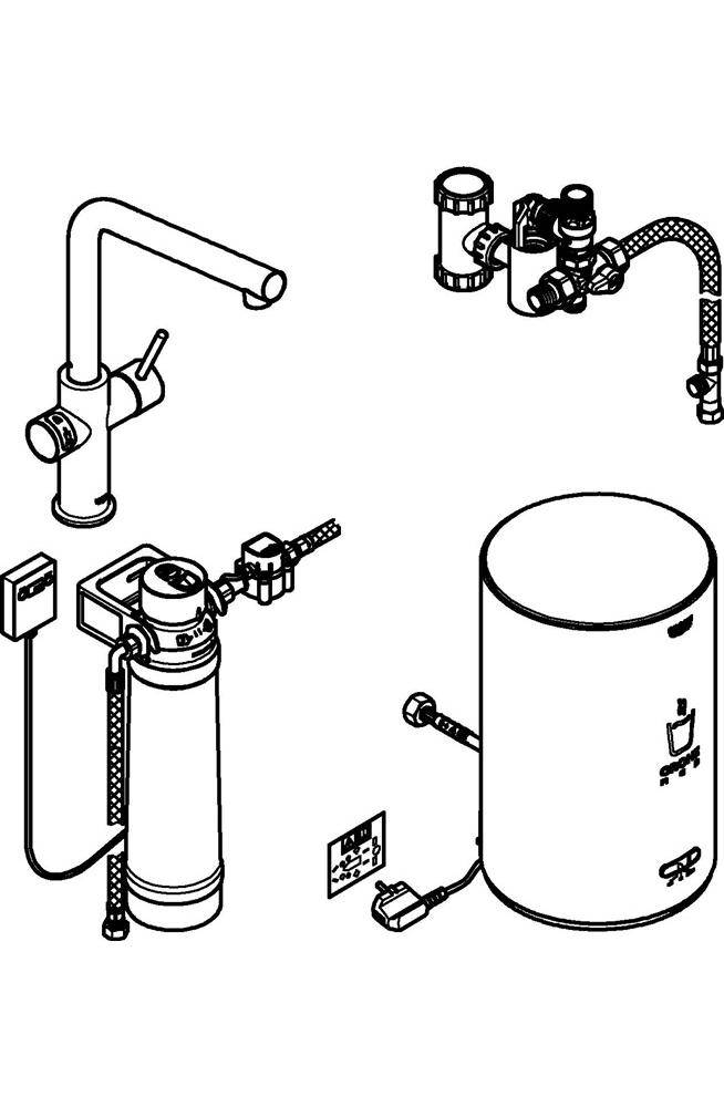 GROHE Armatur und Boiler Red Duo MSize L-Auslauf m Boil. ha grap geb