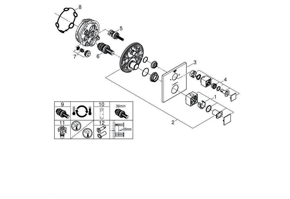 GROHE Thermostat-Brausebatterie Grohtherm Cube eckig m