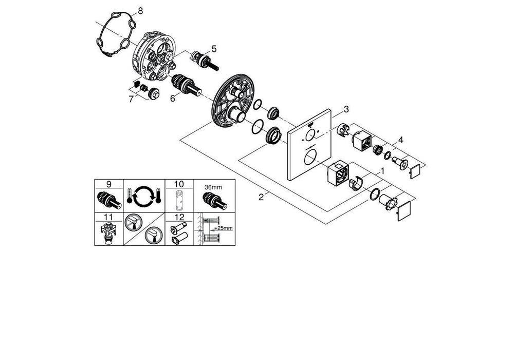 GROHE Thermostat-Brausebatterie Grohtherm Cube eckig m