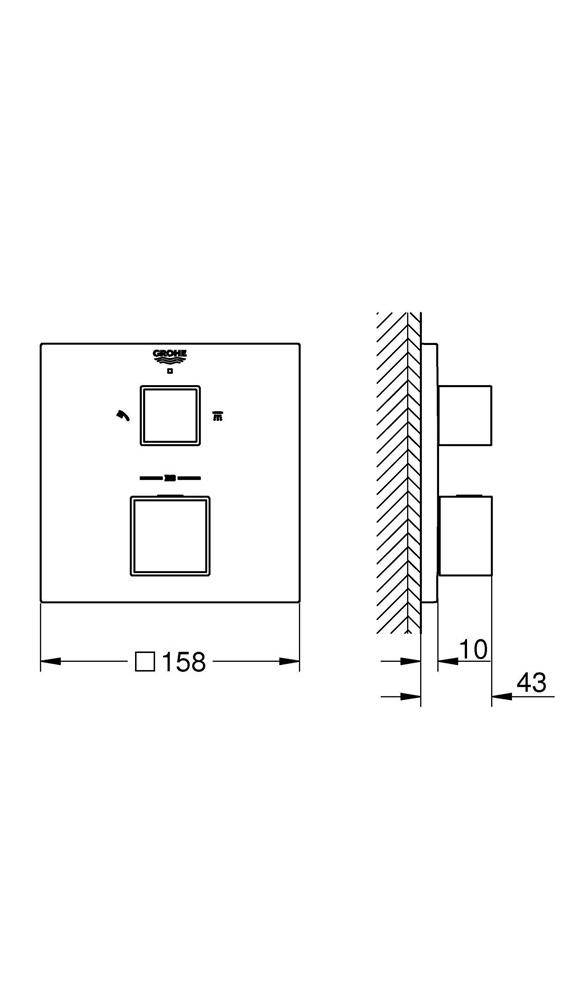 GROHE Thermostat-Brausebatterie Grohtherm Cube eckig m