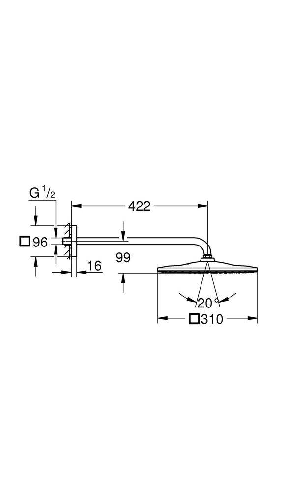 GROHE Kopfbrauseset Rainshower 310 Mono Cube 422mm chr chrom