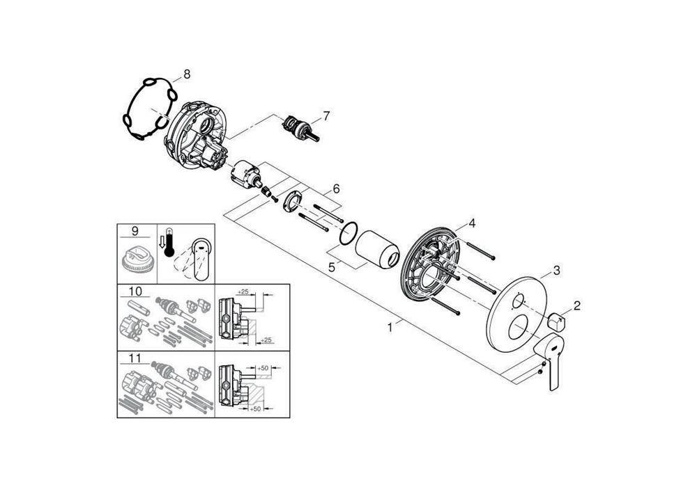 GROHE Einhandbatterie Lineare m 3-Wege-Umstellung chr chrom