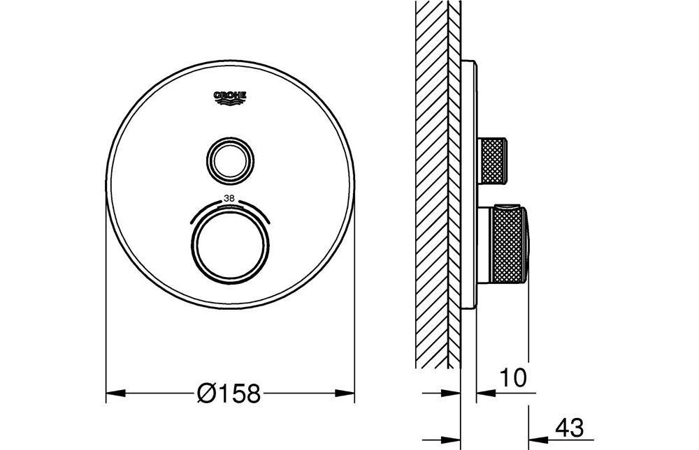 GROHE Thermostat Grohtherm SmartControl rd 1 ASV co sun cool sunrise