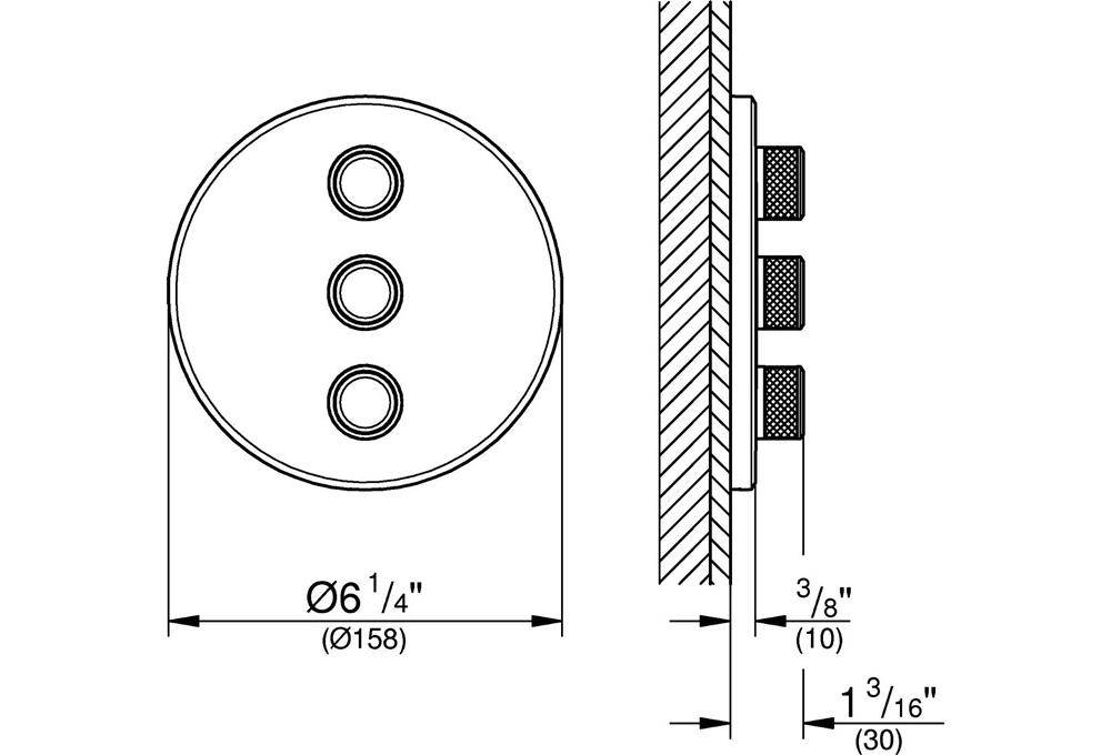 GROHE 3-fach UP-Ventil Grohtherm Smart Control rd 3-fach ha graph
