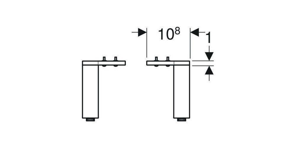 Geberit Möbelfuß SMYLE Square 2 Stück, verchromt Höhe 151 - 154mm