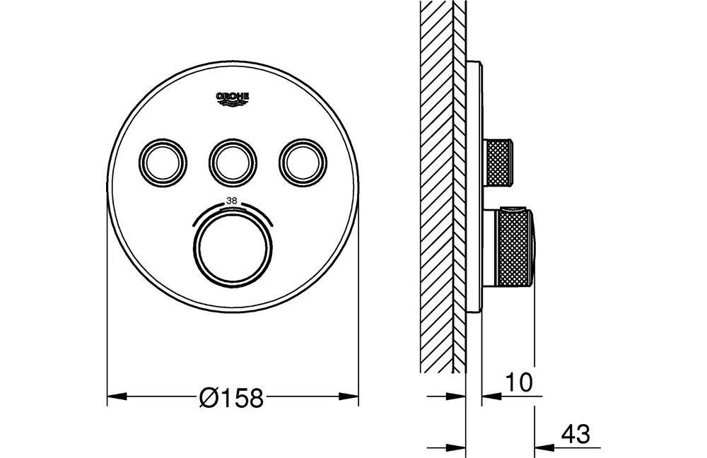 GROHE Thermostat Grohtherm SmartControl rd 3 ASV co sun cool sunrise