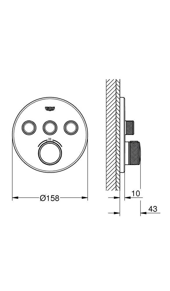 GROHE Thermostat Grohtherm SmartControl rd 3 ASV co sun cool sunrise