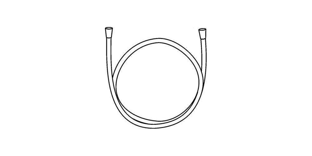 Diagramm einer aufgewickelten Tubing-Schleife mit zwei offenen Enden, dargestellt als einfache Linienzeichnung auf weißem Hintergrund.