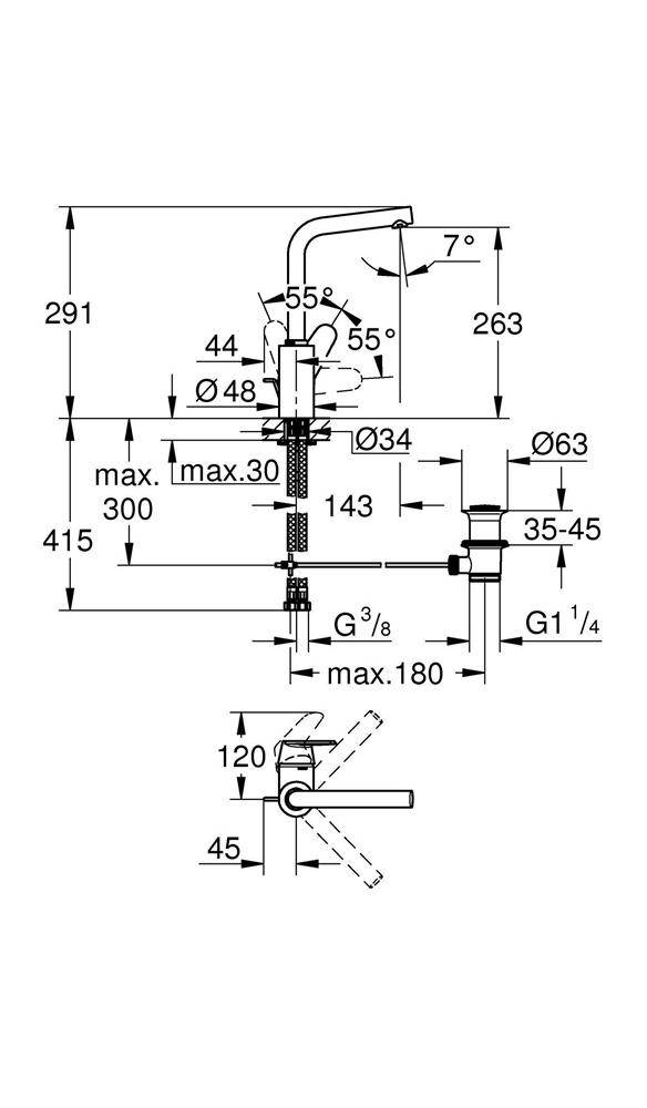 GROHE EH-Waschtischbatterie Eurodisc C 1/2Zoll L-Size chr chrom L-Size