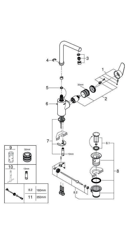 GROHE EH-Waschtischbatterie Eurodisc C 1/2Zoll L-Size chr chrom L-Size