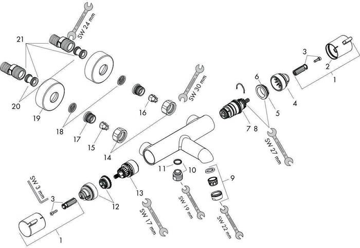 hansgrohe HG Wannenthermostat ECOSTAT COMFORT Aufputz polished gold