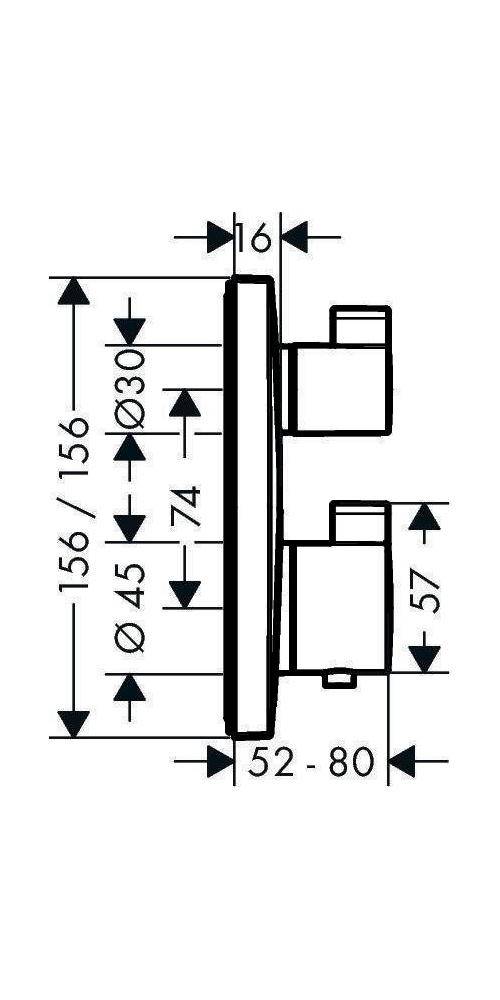 hansgrohe HG Fertigmontageset ECOSTAT SQUARE f UP-Thermostat 2 Verbr