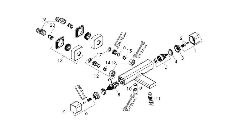 hansgrohe HG Wannenthermostat ECOSTAT E Aufputz chrom
