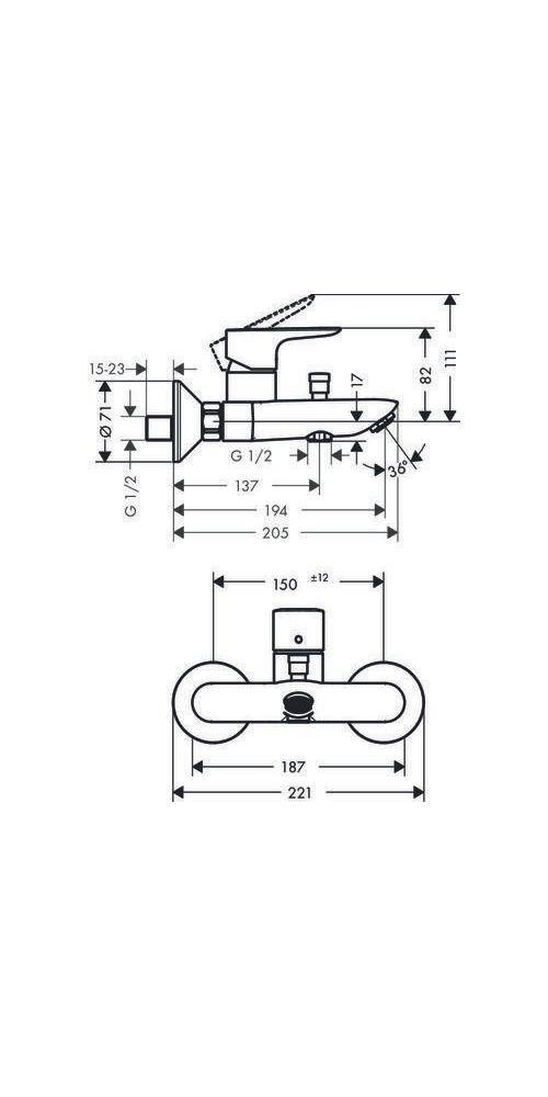 hansgrohe HG Einhebel-Wannenmischer TALIS E Aufputz mattschwarz