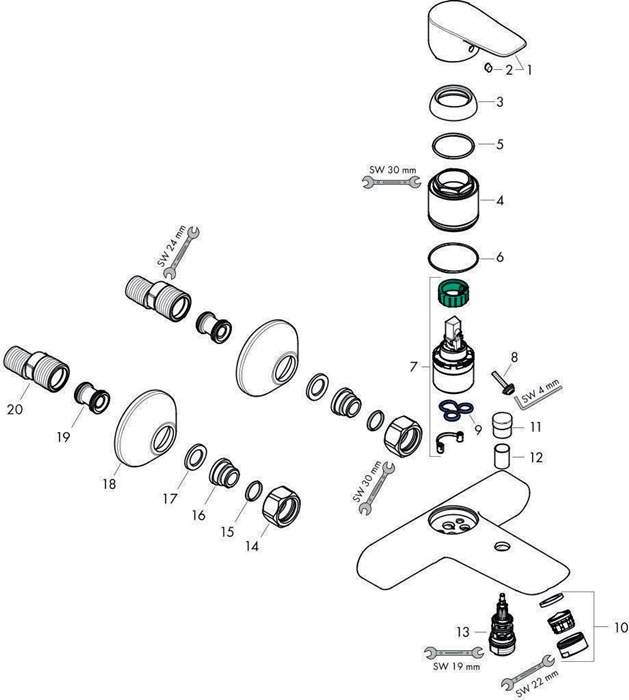hansgrohe HG Einhebel-Wannenmischer TALIS E Aufputz polished gold